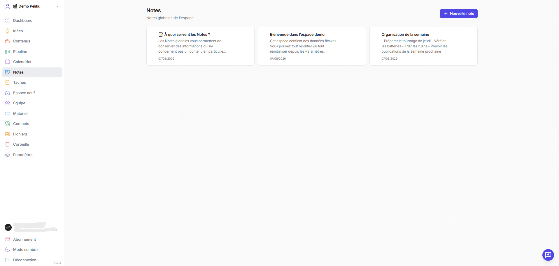 Peliku workspace notes